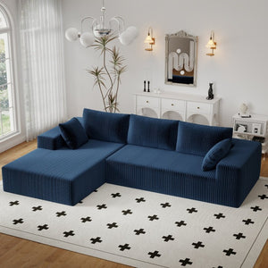 English Elm 96 Inch Modular Cloud Sectional Sofa Deep Corduroy Plush Chaise for Living Room W5571P443442