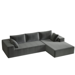 English Elm 96 Inch Corduroy Cloud Sectional with L Shaped Chaise for Living Room Bedroom Lounge W5571P443452