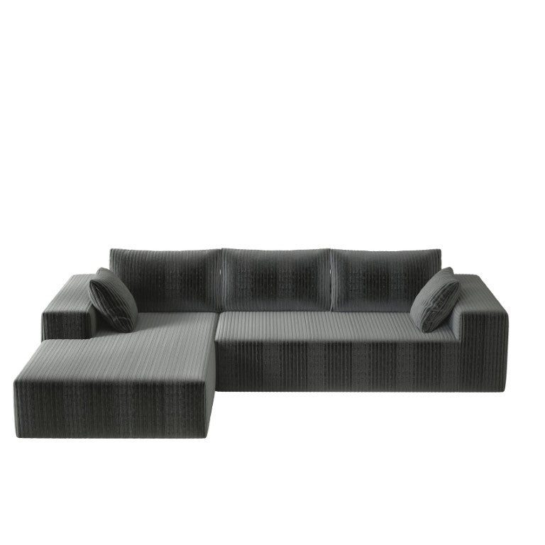 English Elm 96 Inch Modular L Shaped Sectional Sofa Deep Plush Corduroy Cloud Seating Living Room W5571P443454