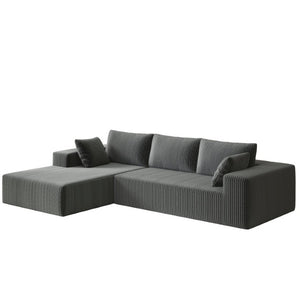 English Elm 96 Inch Modular L Shaped Sectional Sofa Deep Plush Corduroy Cloud Seating Living Room W5571P443454