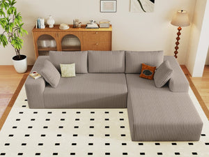 English Elm 96 Inch Modular L-Shaped Sectional with Corduroy Upholstery Deep Seat for Living Room W5571P443455