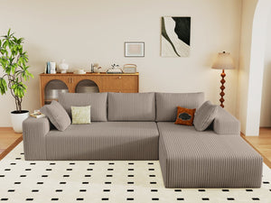 English Elm 96 Inch Modular L-Shaped Sectional with Corduroy Upholstery Deep Seat for Living Room W5571P443455