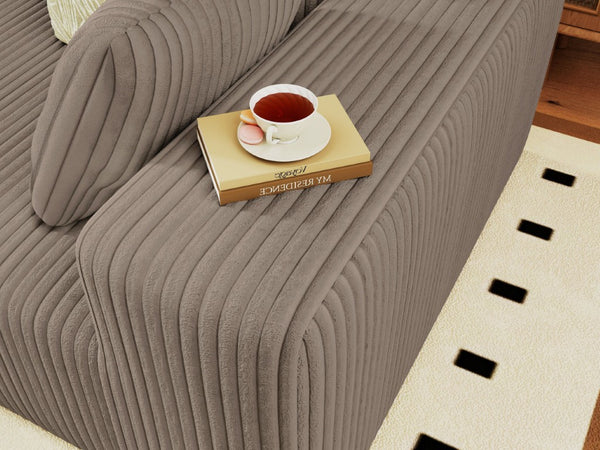English Elm 96 Inch Modular Cloud Sectional Corduroy Deep Seat Sofa with L Shaped Chaise Lounge W5571P443456