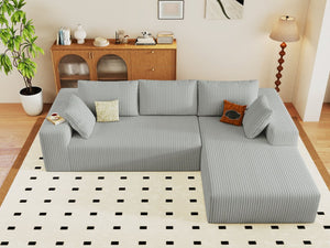 English Elm 96 Inch Modular Cloud Sectional Corduroy Sofa Deep Seat Chaise for Living Room W5571P443457