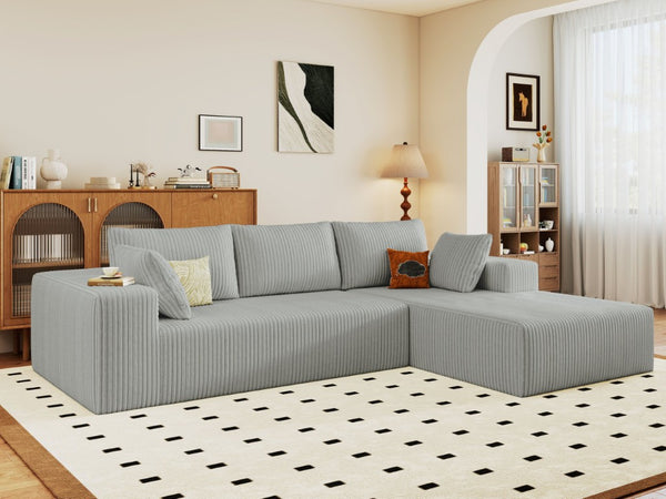 English Elm 96 Inch Modular Cloud Sectional Corduroy Sofa Deep Seat Chaise for Living Room W5571P443457