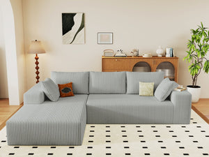 English Elm 96 Inch Modular L Shaped Sectional Sofa Deep Seat Corduroy Upholstery Living Room W5571P443458