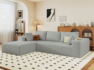 English Elm 96 Inch Modular L Shaped Sectional Sofa Deep Seat Corduroy Upholstery Living Room W5571P443458