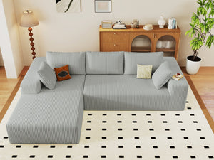English Elm 96 Inch Modular L Shaped Sectional Sofa Deep Seat Corduroy Upholstery Living Room W5571P443458