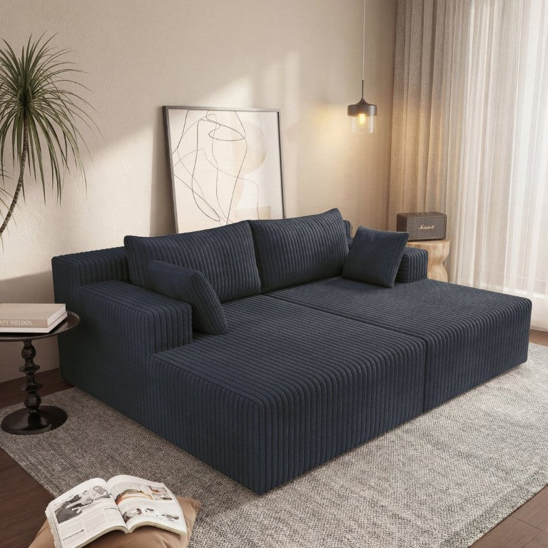English Elm Cloud Modular Sectional Sofa in Corduroy Fabric with Reversible Chaise for Living Rooms Antique Dark Grey W5571P450565