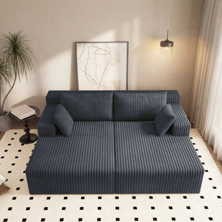 English Elm Cloud Modular Sectional Sofa in Corduroy Fabric with Reversible Chaise for Living Rooms Antique Dark Grey W5571P450565