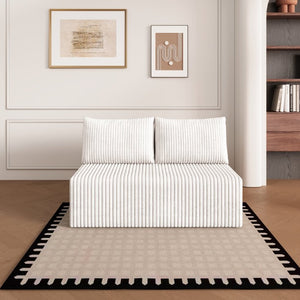 English Elm Modular Cloud Sectional Corduroy Sofa with Deep Seating for Casual Living Rooms White 51.2 L x 35.8 W x 25 H W5571P450573