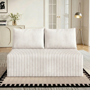 English Elm Modular Cloud Sectional Corduroy Sofa with Deep Seating for Casual Living Rooms White 51.2 L x 35.8 W x 25 H W5571P450573