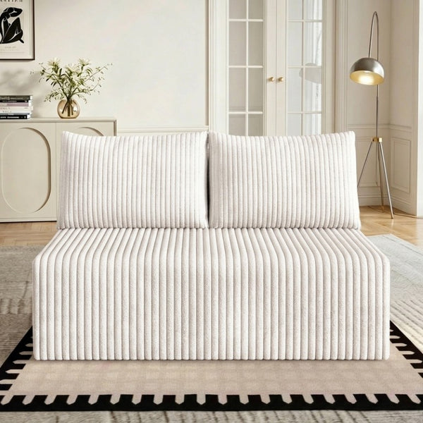 English Elm Modular Cloud Sectional Corduroy Sofa with Deep Seating for Casual Living Rooms White 51.2 L x 35.8 W x 25 H W5571P450573