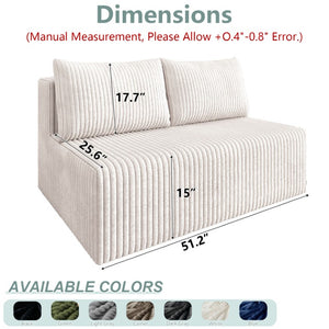English Elm Modular Cloud Sectional Corduroy Sofa with Deep Seating for Casual Living Rooms White 51.2 L x 35.8 W x 25 H W5571P450573