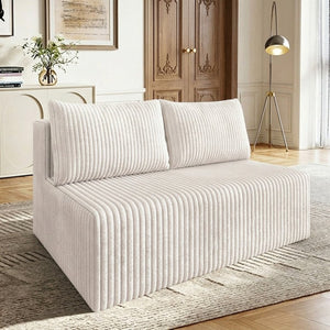 English Elm Modular Cloud Sectional Corduroy Sofa with Deep Seating for Casual Living Rooms White 51.2 L x 35.8 W x 25 H W5571P450573