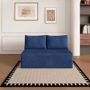 English Elm Modular Cloud Sectional Corduroy Sofa with Deep Seating for Casual Living Rooms Blue 51.2 L x 35.8 W x 25 H W5571P450574