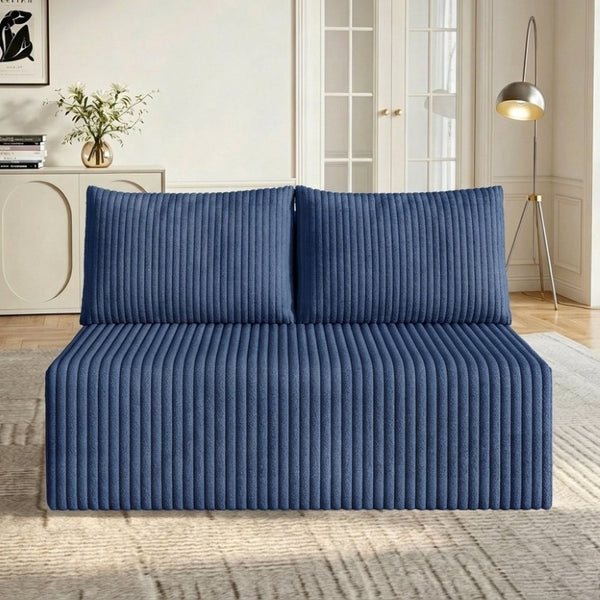 English Elm Modular Cloud Sectional Corduroy Sofa with Deep Seating for Casual Living Rooms Blue 51.2 L x 35.8 W x 25 H W5571P450574