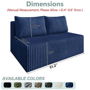 English Elm Modular Cloud Sectional Corduroy Sofa with Deep Seating for Casual Living Rooms Blue 51.2 L x 35.8 W x 25 H W5571P450574