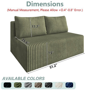 English Elm Modular Cloud Sectional Corduroy Sofa with Deep Seating for Casual Living Rooms Army Green 51.2 L x 35.8 W x 25 H W5571P450575