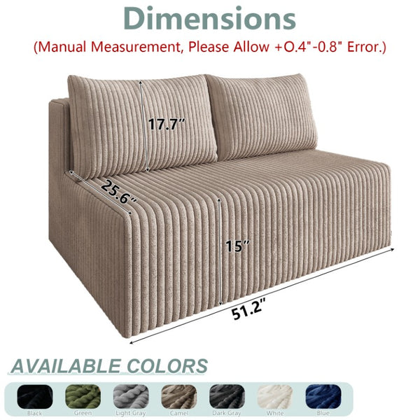 English Elm Modular Cloud Sectional Corduroy Sofa with Deep Seating for Casual Living Rooms Camel 51.2 L x 35.8 W x 25 H W5571P450577