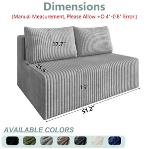 English Elm Modular Cloud Sectional Corduroy Sofa with Deep Seating for Casual Living Rooms Light Grey 51.2 L x 35.8 W x 25 H W5571P450578