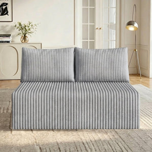 English Elm Modular Cloud Sectional Corduroy Sofa with Deep Seating for Casual Living Rooms Light Grey 51.2 L x 35.8 W x 25 H W5571P450578