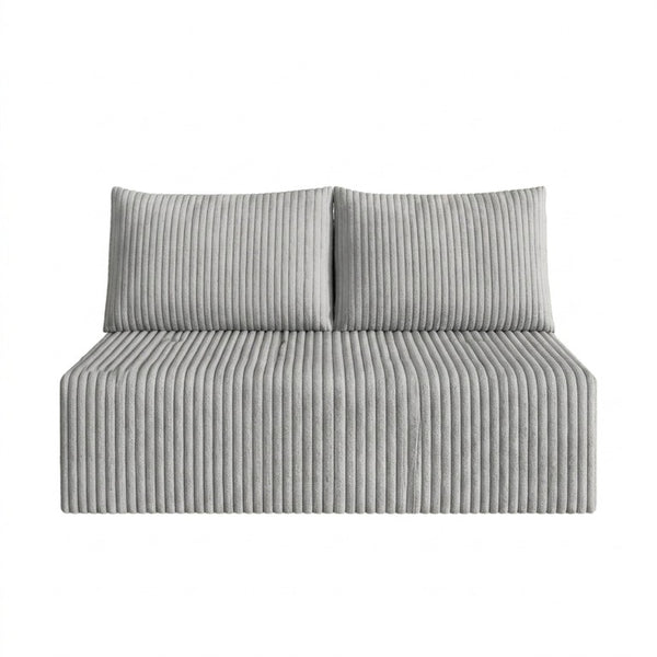 English Elm Modular Cloud Sectional Corduroy Sofa with Deep Seating for Casual Living Rooms Light Grey 51.2 L x 35.8 W x 25 H W5571P450578