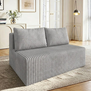 English Elm Modular Cloud Sectional Corduroy Sofa with Deep Seating for Casual Living Rooms Light Grey 51.2 L x 35.8 W x 25 H W5571P450578