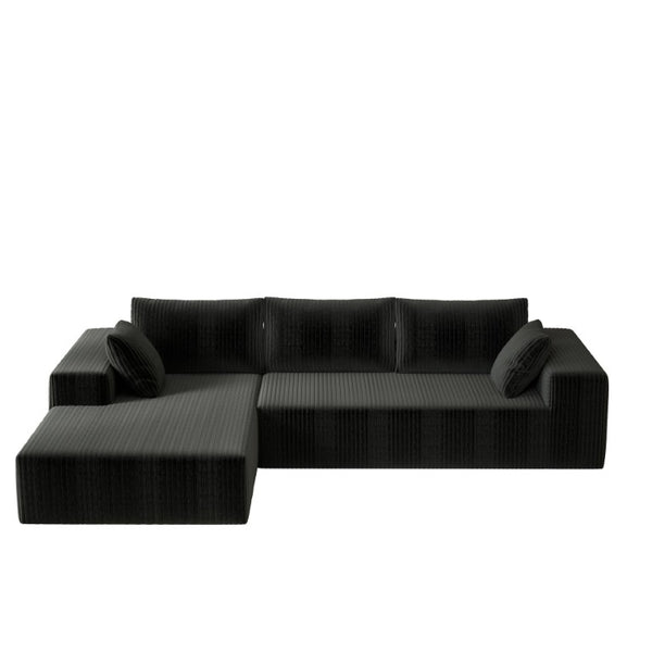 English Elm 96 Inch Modular L Shaped Sectional Sofa Plush Corduroy Deep Seat Living Room Couch W5571P500137