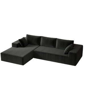 English Elm 96 Inch Modular L Shaped Sectional Sofa Plush Corduroy Deep Seat Living Room Couch W5571P500137