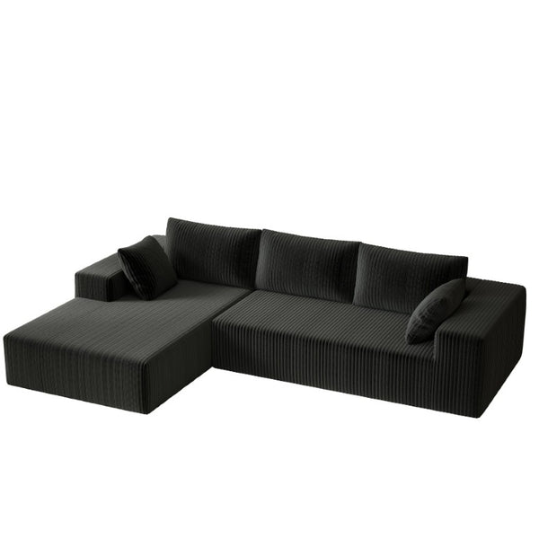 English Elm 96 Inch Modular L Shaped Sectional Sofa Plush Corduroy Deep Seat Living Room Couch W5571P500137