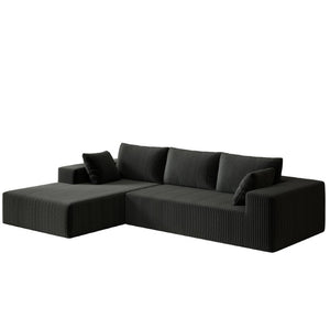 English Elm 96 Inch Modular L Shaped Sectional Sofa Plush Corduroy Deep Seat Living Room Couch W5571P500137