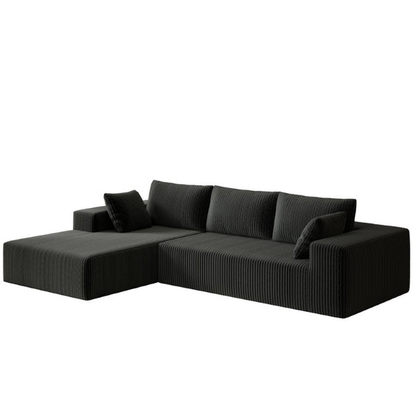 English Elm 96 Inch Modular L Shaped Sectional Sofa Plush Corduroy Deep Seat Living Room Couch W5571P500137