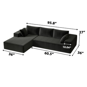 English Elm 96 Inch Modular L Shaped Sectional Sofa Plush Corduroy Deep Seat Living Room Couch W5571P500137