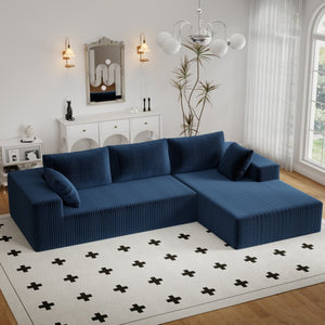 English Elm 96 Inch Modular Cloud Sectional Corduroy Plush Deep Seat Sofa for Living Room W5571P500138