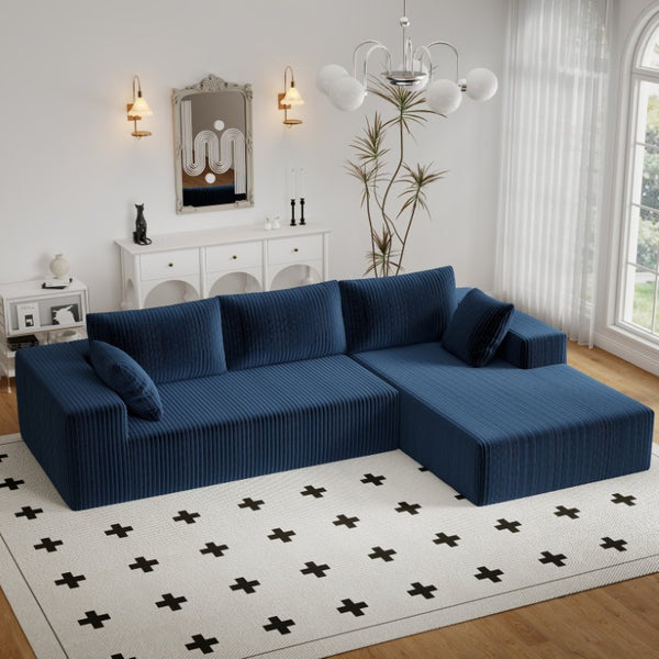 English Elm 96 Inch Modular Cloud Sectional Corduroy Plush Deep Seat Sofa for Living Room W5571P500138