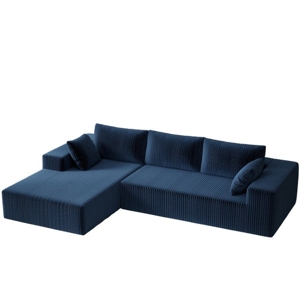 English Elm 96 Inch Modular Cloud Sectional Corduroy Sofa with Deep Seat Chaise for Living Room W5571P500139