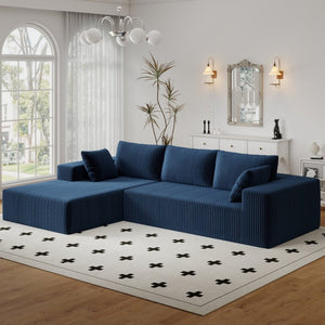 English Elm 96 Inch Modular Cloud Sectional Corduroy Sofa with Deep Seat Chaise for Living Room W5571P500139