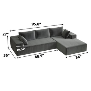 English Elm 96 Inch Modular Cloud Sectional Plush Corduroy Deep Seat Sofa for Living Room W5571P500142