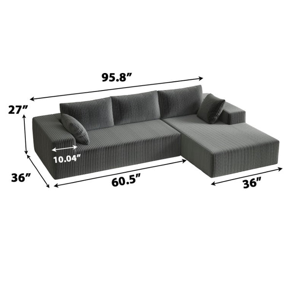 English Elm 96 Inch Modular Cloud Sectional Plush Corduroy Deep Seat Sofa for Living Room W5571P500142