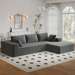 English Elm 96 Inch Modular Cloud Sectional Plush Corduroy Deep Seat Sofa for Living Room W5571P500142