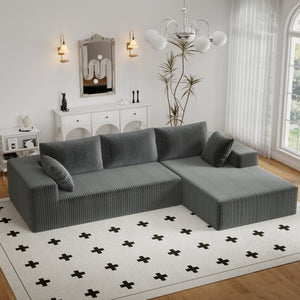 English Elm 96 Inch Modular Cloud Sectional Plush Corduroy Deep Seat Sofa for Living Room W5571P500142