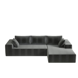 English Elm 96 Inch Modular Cloud Sectional Plush Corduroy Deep Seat Sofa for Living Room W5571P500142