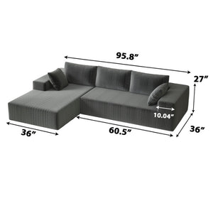 English Elm 96 Inch Modular Cloud Sectional Plush Corduroy Deep Seat L Shape Sofa for Living Room W5571P500143