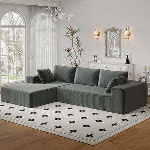 English Elm 96 Inch Modular Cloud Sectional Plush Corduroy Deep Seat L Shape Sofa for Living Room W5571P500143
