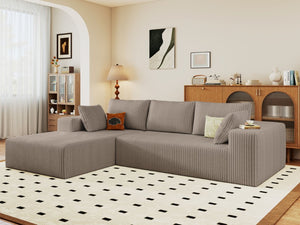 English Elm 96 Inch Modular Cloud Sectional Sofa Plush Corduroy Deep Seat L-Shape Living Room W5571P500145