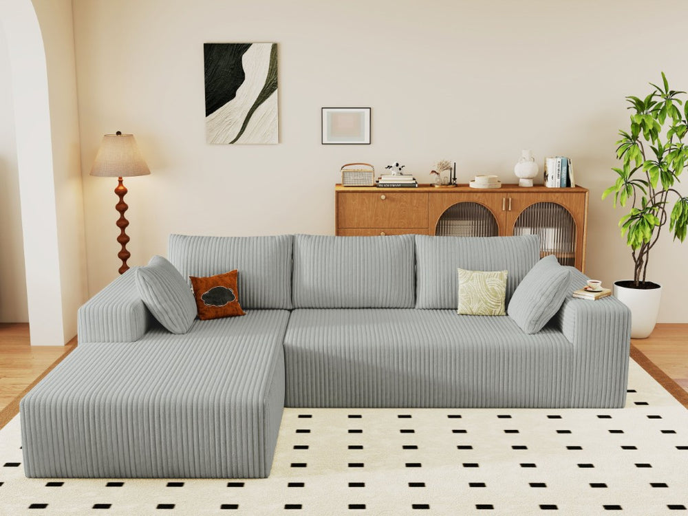 English Elm 96 Inch Modular Cloud Sectional Plush Corduroy Deep Seat L Shaped Sofa for Living Room W5571P500147