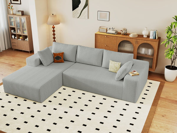 English Elm 96 Inch Modular Cloud Sectional Plush Corduroy Deep Seat L Shaped Sofa for Living Room W5571P500147