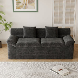 English Elm 71 Inch Chenille Modular Sectional Sofa Deep Lounge Seating for Apartment Living Room Antique Black W5571P529304