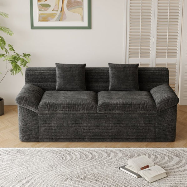 English Elm 71 Inch Chenille Modular Sectional Sofa Deep Lounge Seating for Apartment Living Room Antique Black W5571P529304